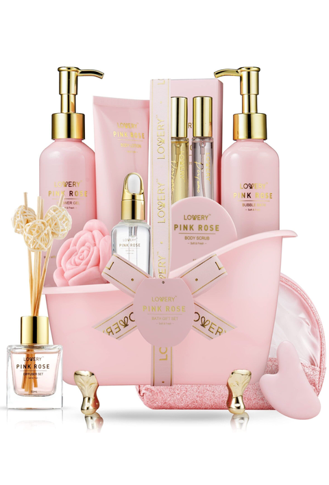 Luxury Spa Kit, 18Pc Relaxing Basket With Perfumes, Gua Sha And More