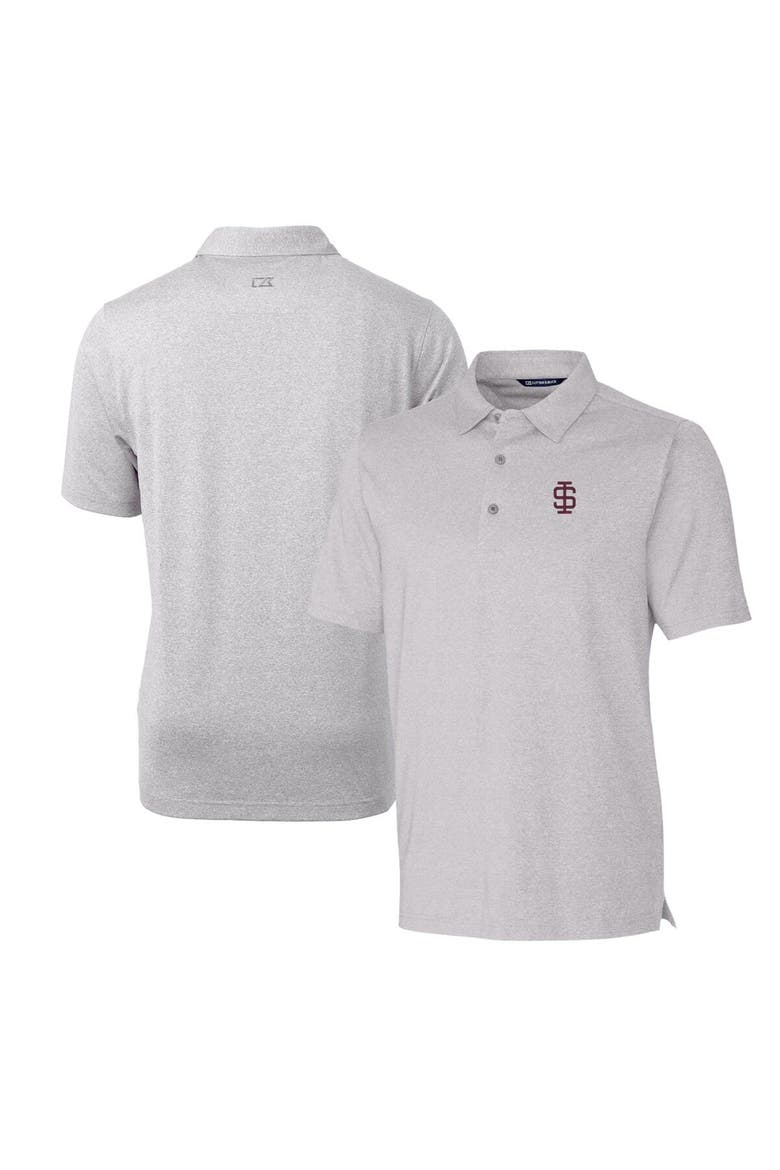 Men's Cutter & Buck Heather Gray Southern Illinois Salukis Forge Stretch Polo, Alternate, color, Heather Gray