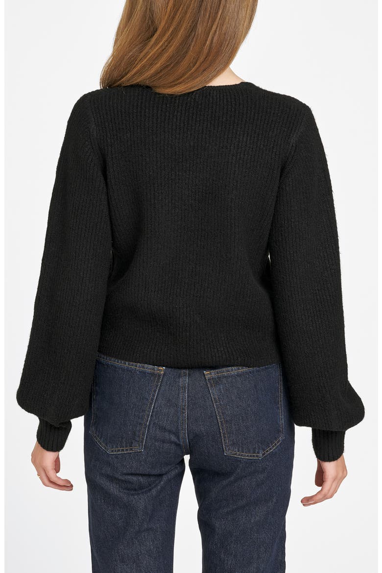 Lila Crystal Tie Cardigan, Alternate, color, BLACK