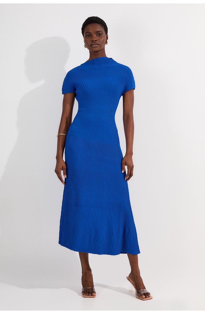 Karen Millen Stitch Detail Knit Midi Dress, Main, color, Cobalt
