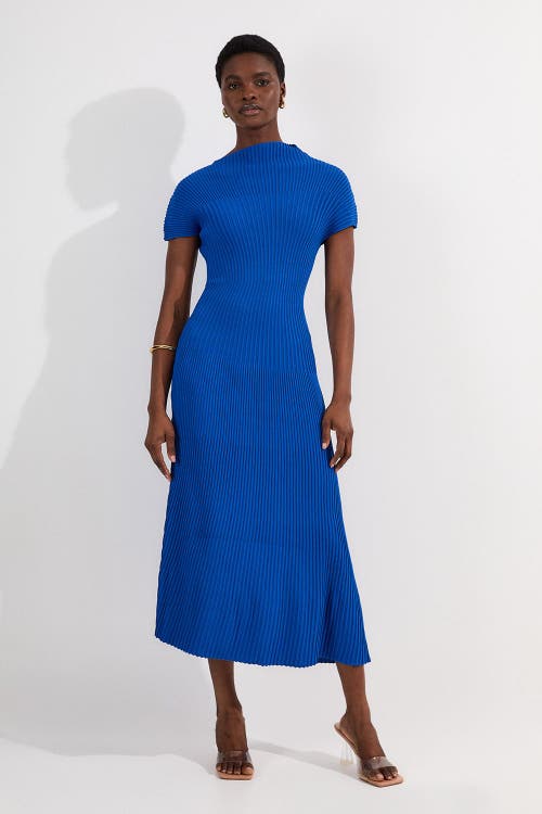 Karen Millen Stitch Detail Knit Midi Dress In Blue