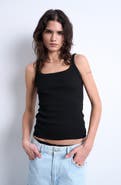 Topshop Scoop Neck Stretch Cotton Rib Tank