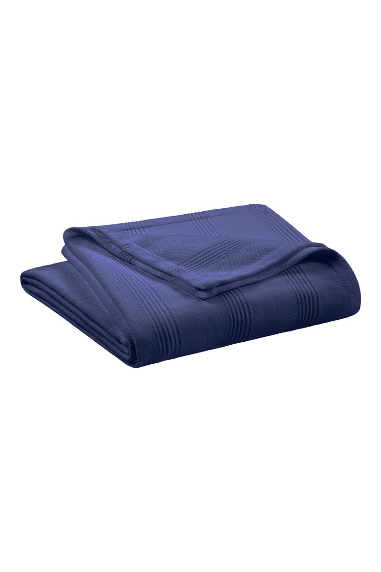 Textured Cotton Throw Blanket, Main, color, NAVY
