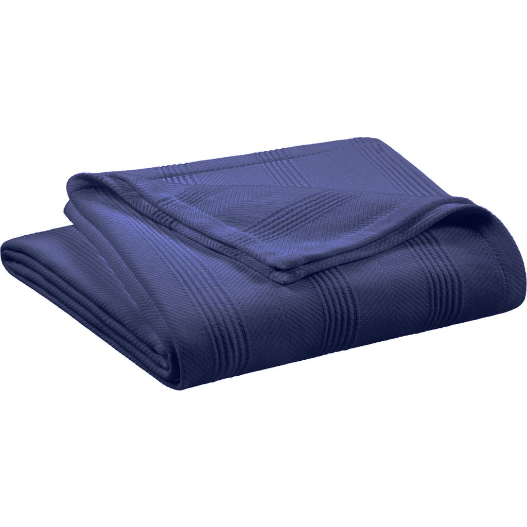 Vellux Textured Cotton Throw Blanket In Blue