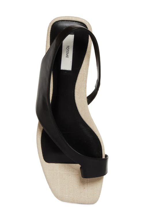 Totême Square Toe Flat Sandals In Black/sand