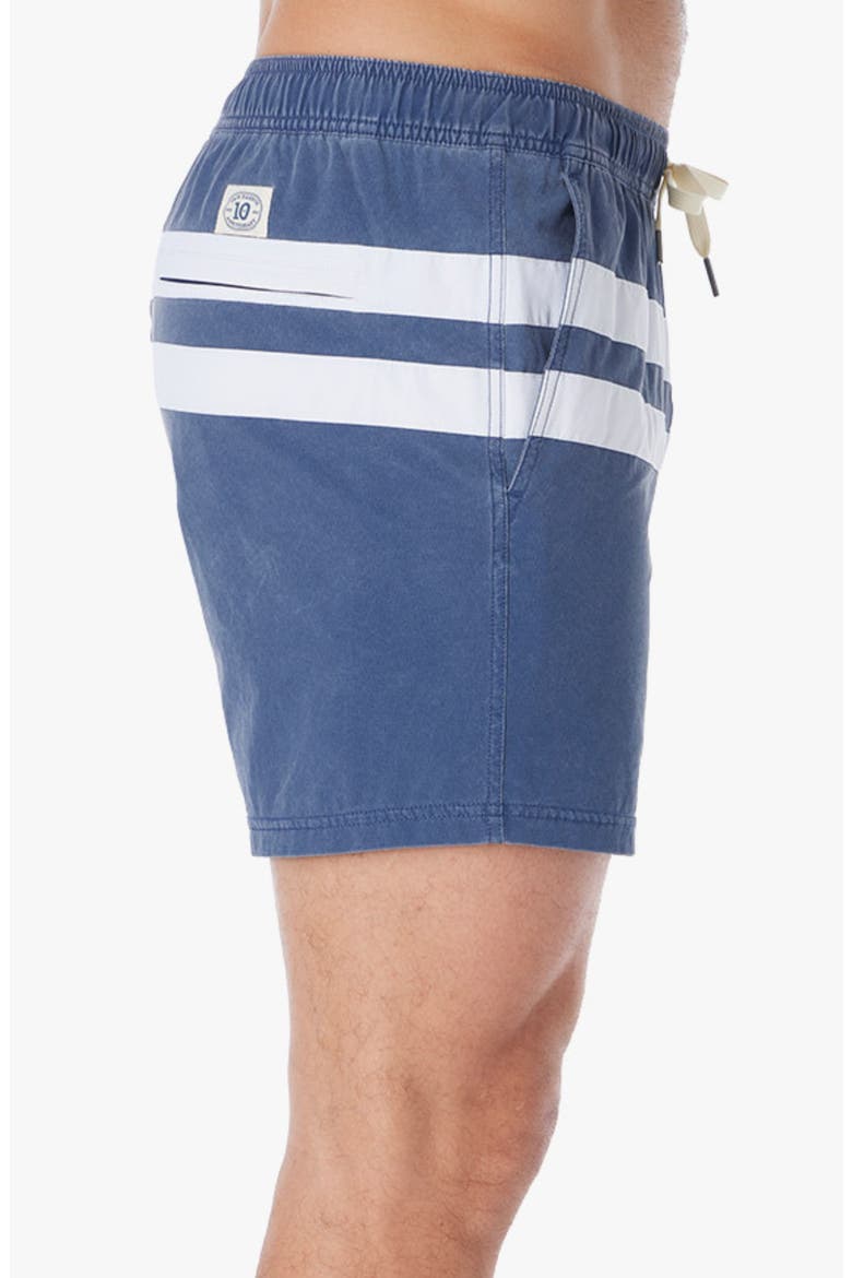 Bungalow Water Repellent Swim Trunks, Alternate, color, NAVY NAUTICAL STRIPE