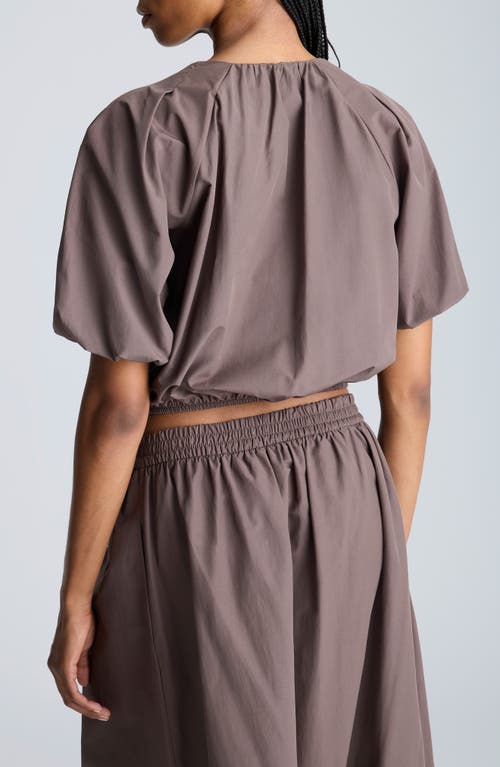Kenneth Cole Elastic Hem Crop Top In Mocha Brown