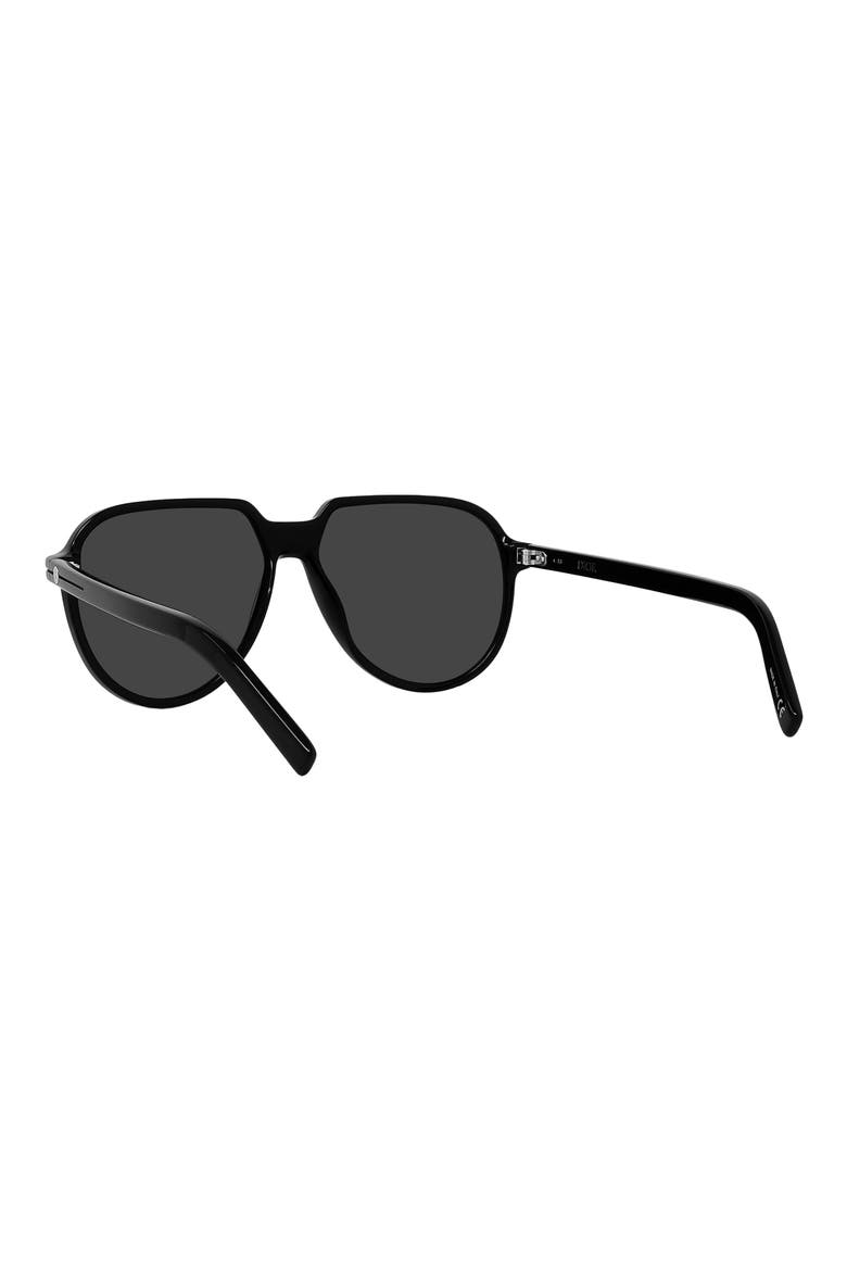 'DiorEssential AI 58mm Pilot Sunglasses, Alternate, color, SHINY BLACK / SMOKE