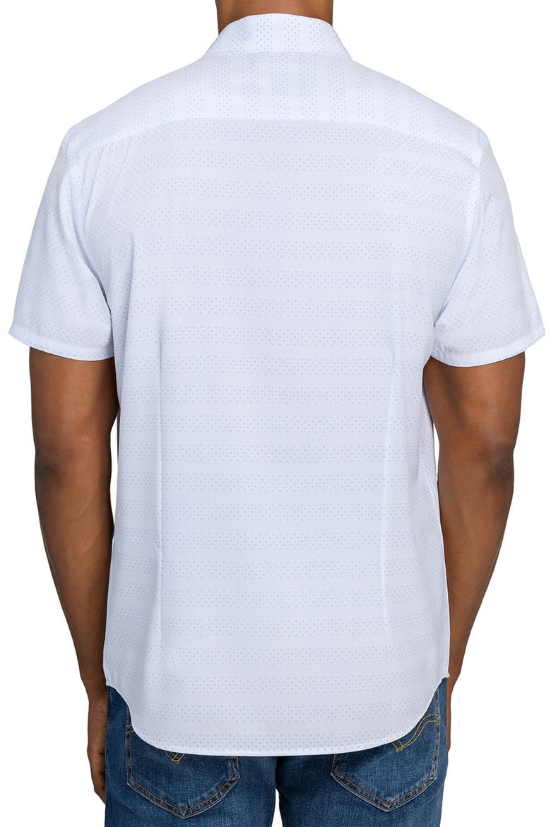 Slim Fit Micro Geo Short Sleeve Performance Button-Up Shirt, Alternate, color, WHITE