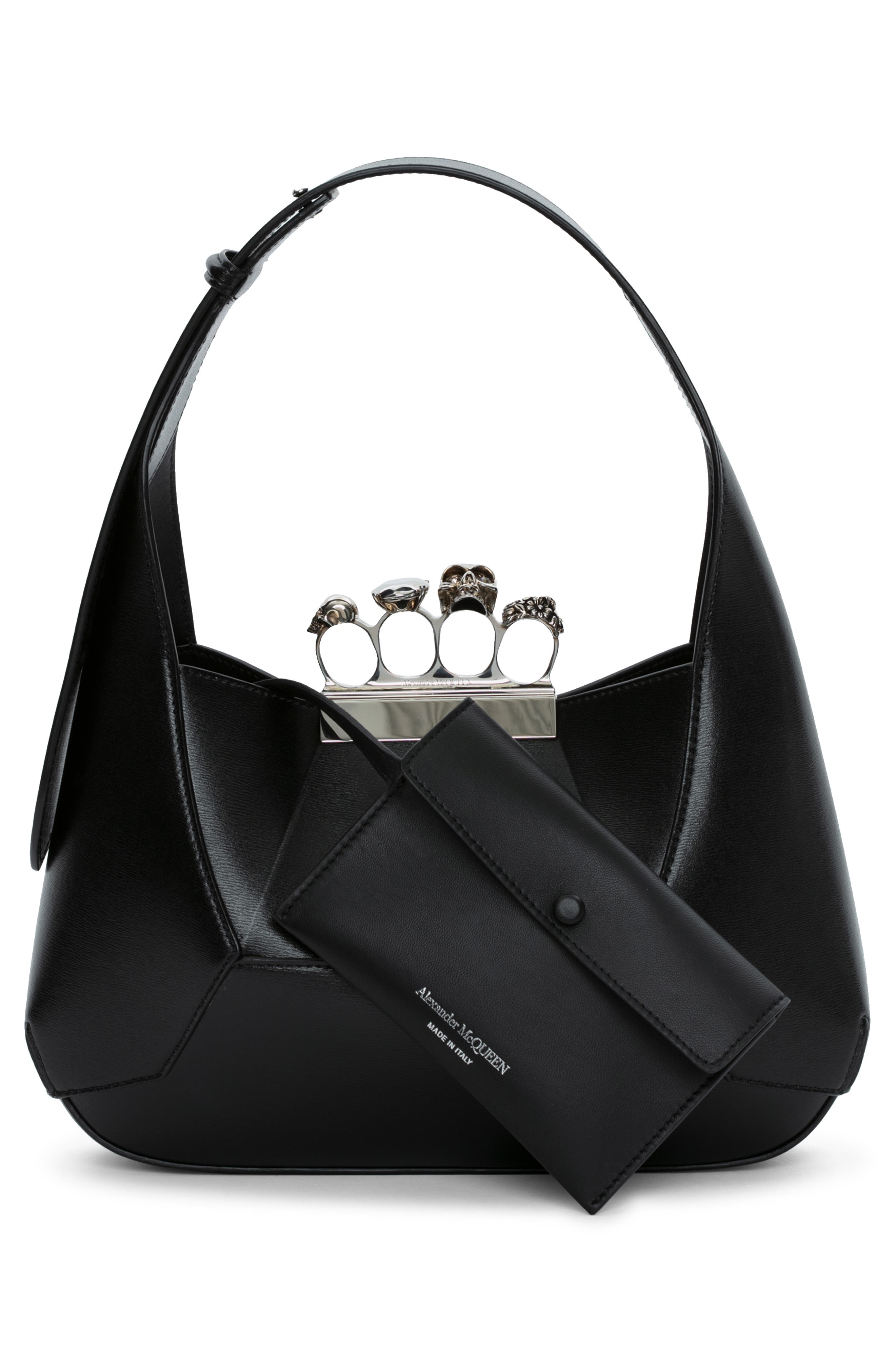 McQueen Jewelled Leather Hobo, Alternate, color, 