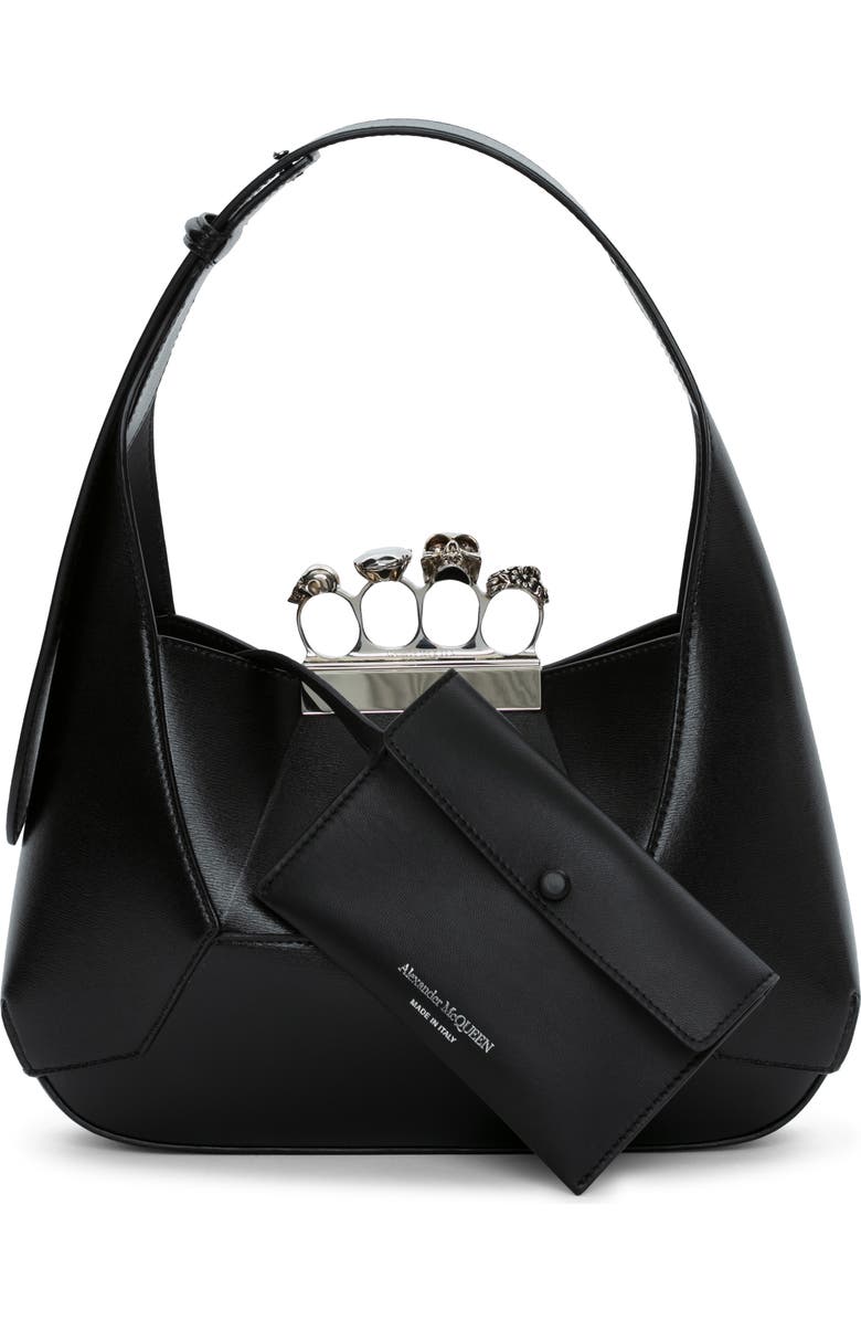 McQueen Jewelled Leather Hobo, Alternate, color,