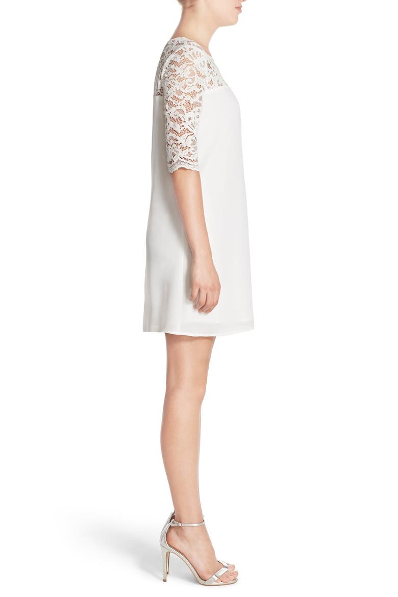 BB Dakota 'Fisher' Lace Yoke Woven Shift Dress, Alternate, color, IVORY