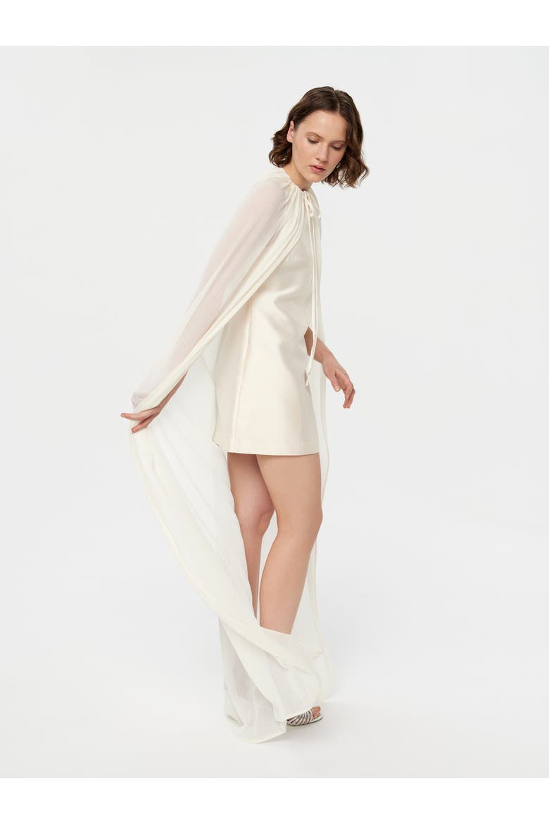 Gathered Bridal Cape, Alternate, color, Ivory
