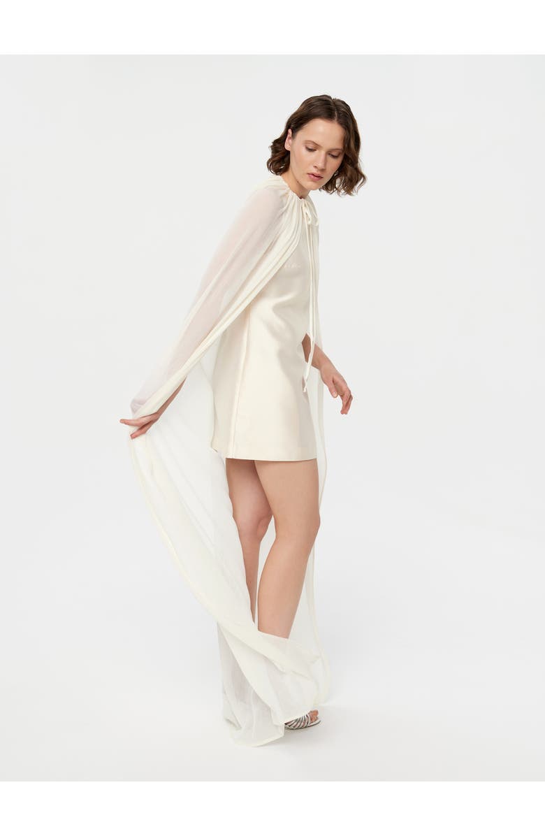Alas Gathered Bridal Cape, Alternate, color, Ivory