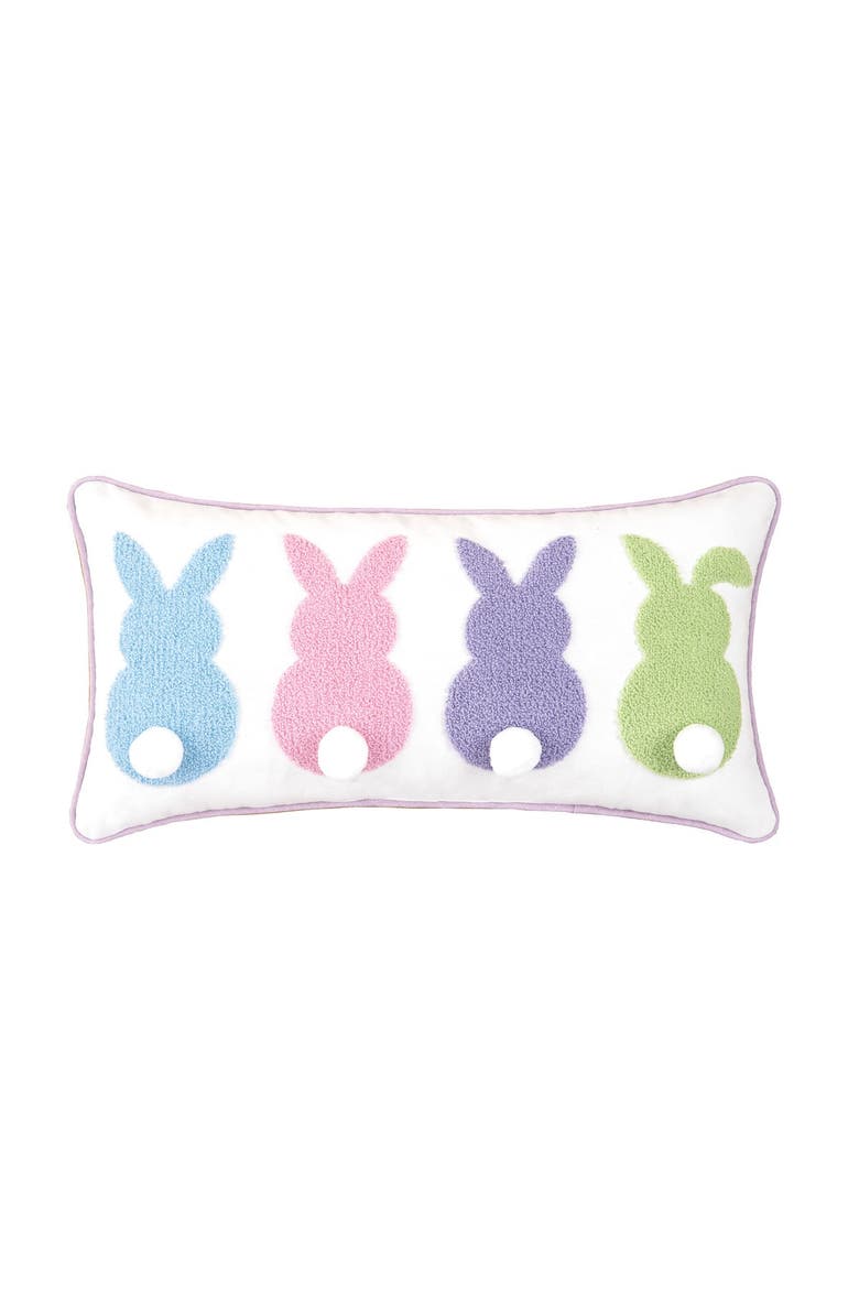 Easter Bunnies Tufted Tails Small Petite Mini Accent Pillow 10" x 20", Main, color, Pink
