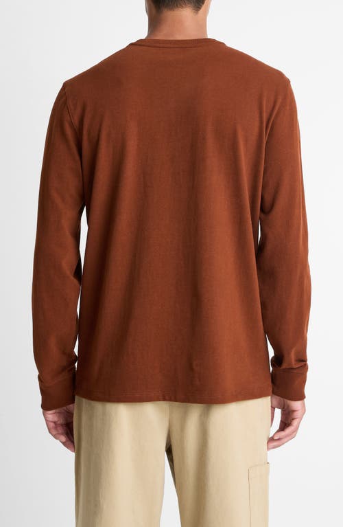 Vince Long Sleeve Sueded Jersey Top In Brown