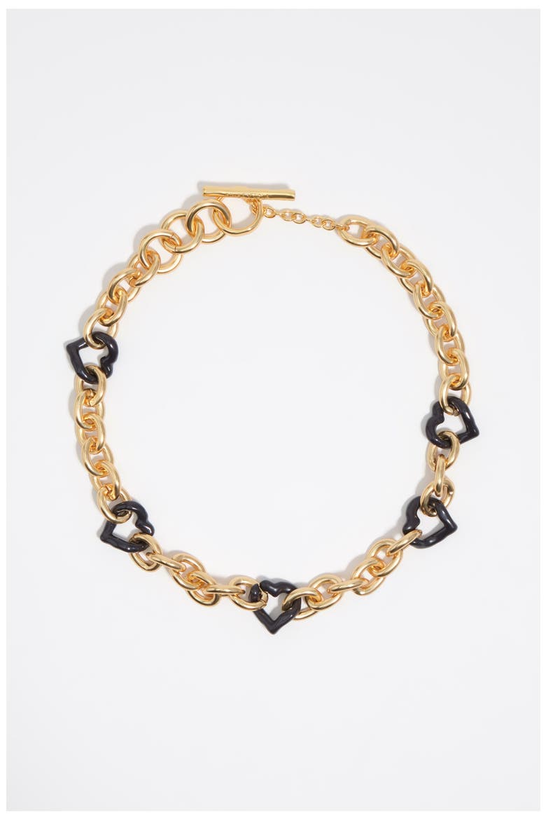 Heart Necklace With Texture And Enamel, Main, color, GOLD