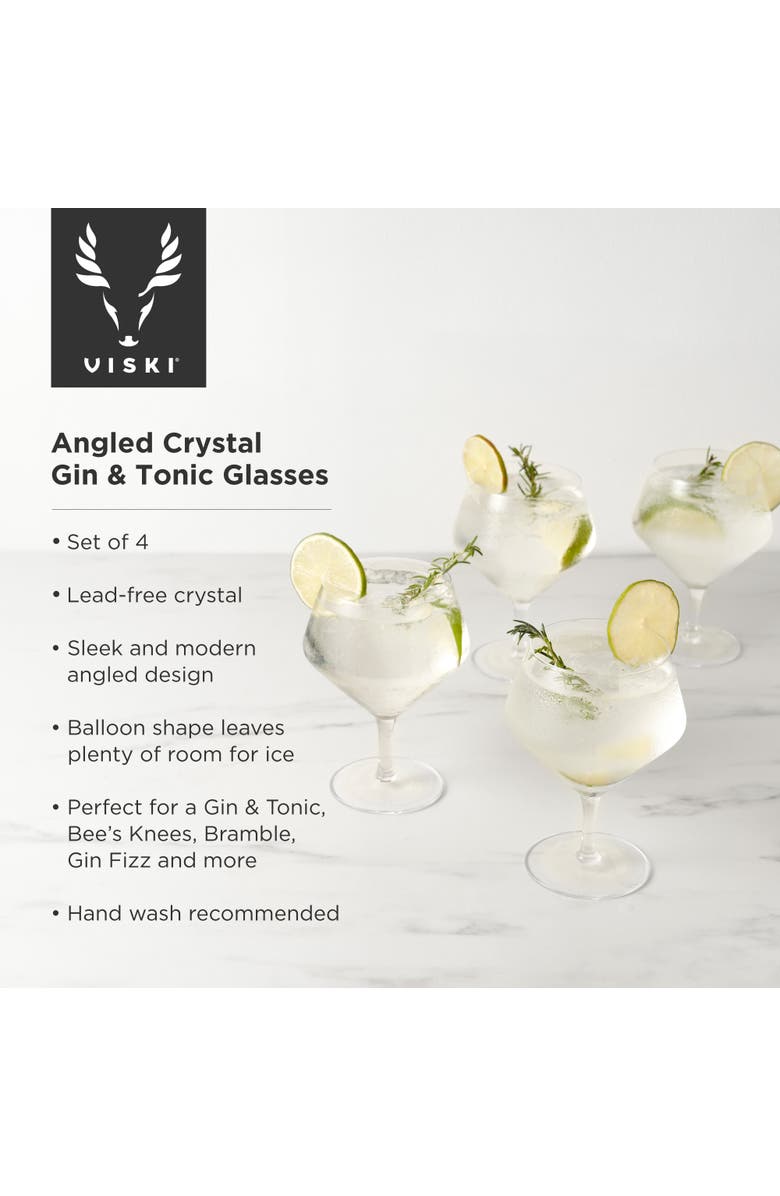 Viski Raye Crystal Gin & Tonic Glasses Set of 4, Alternate, color, Clear