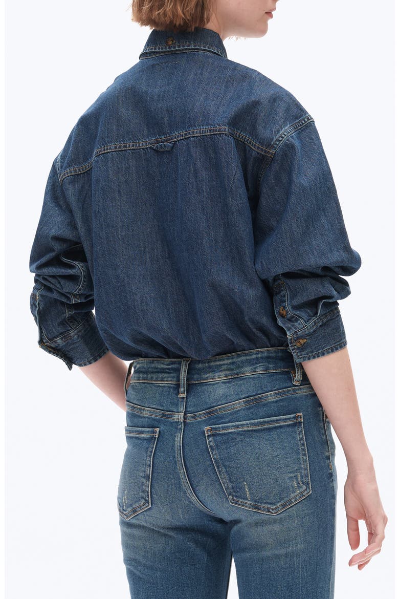 Oversize Denim Button-Up Shirt, Alternate, color, DARK BLUE