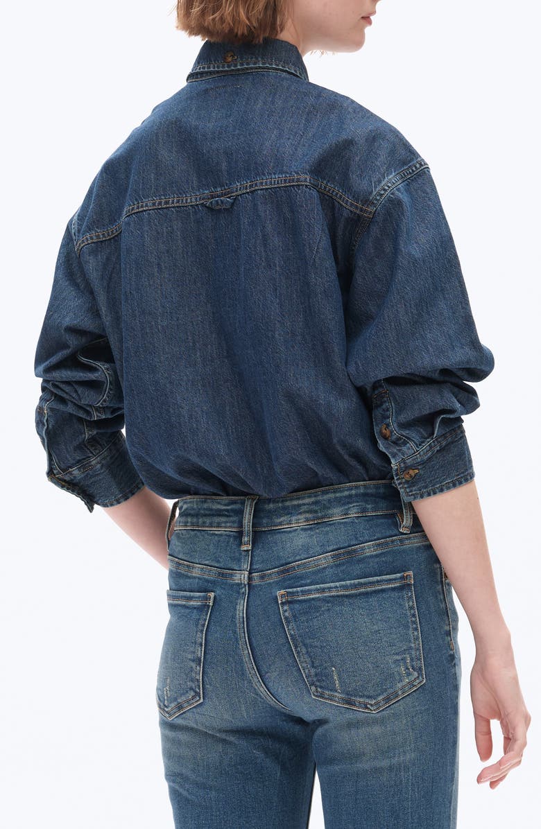 Bayeas Oversize Denim Button-Up Shirt, Alternate, color, Dark Blue