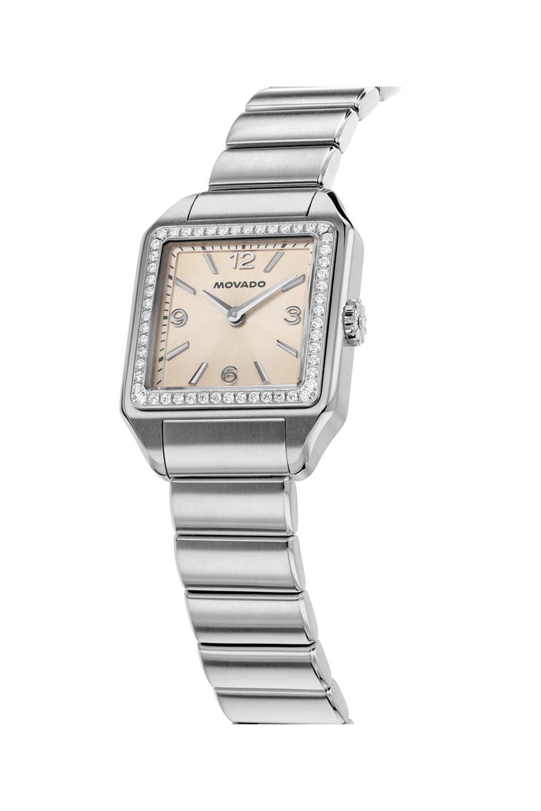 The Heritage 1917 Lab Grown Diamond Bezel Bracelet Watch, 25mm x 34mm, Alternate, color, SILVER/ GOLD