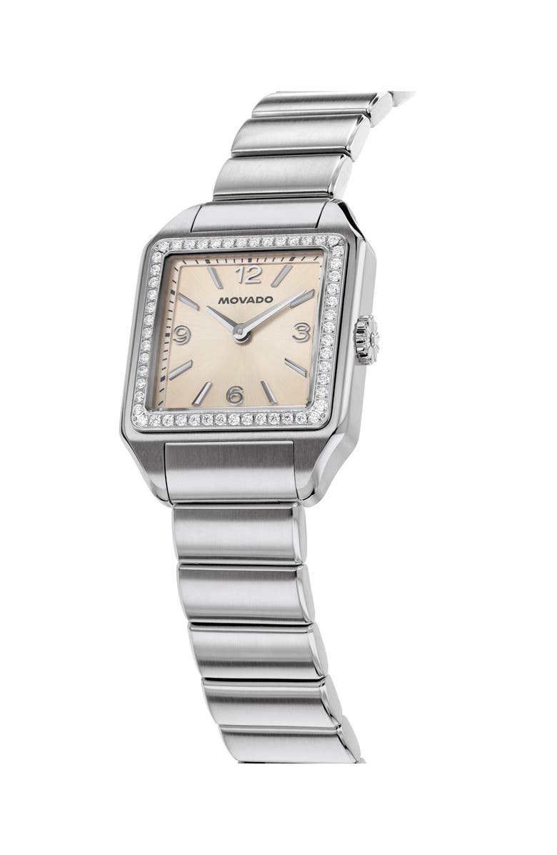 Movado The Heritage 1917 Lab Grown Diamond Bezel Bracelet Watch, 25mm x 34mm, Alternate, color, Silver/ Gold