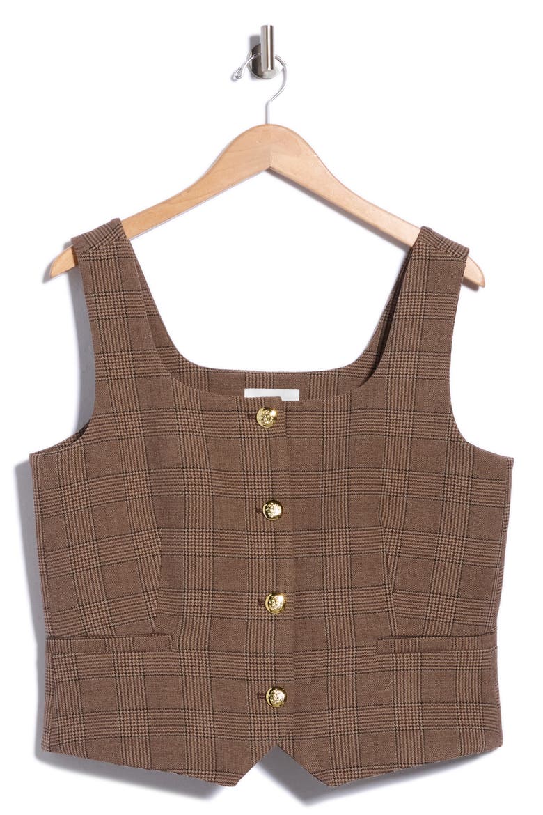 Buttoned Tank, Main, color, BROWN/ BEIGE HOUNDSTOOTH