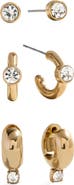 BaubleBar Set of 3 Pairs Huggie Hoop & Stud Earrings