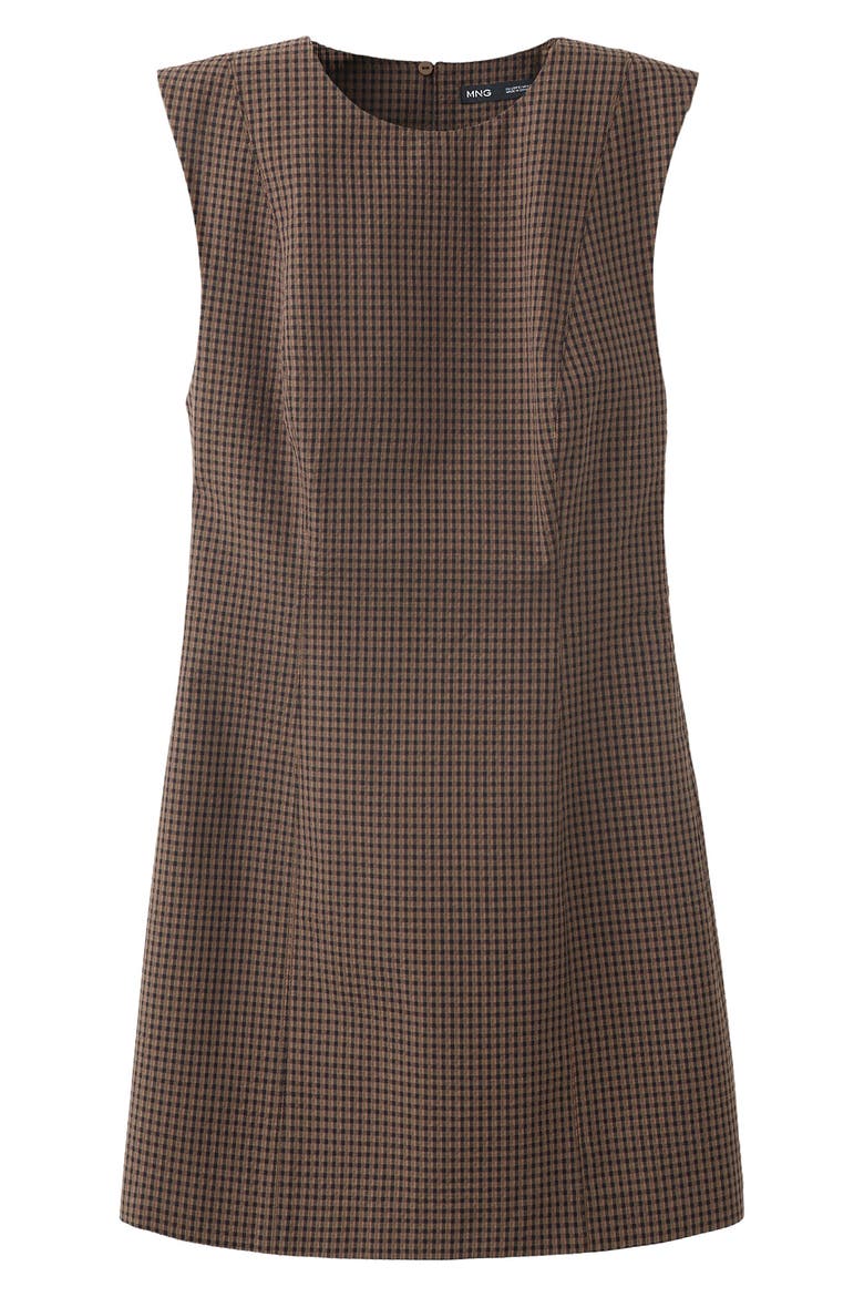 Gingham Check Cottoned Minidress, Main, color, BROWN