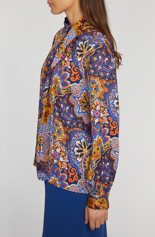 Elie Tahari The Jaden Stretch Silk Top In Night Garden