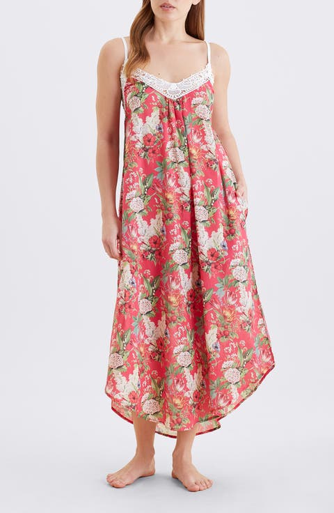 Clara Lace Trim Cotton Voile Nightgown