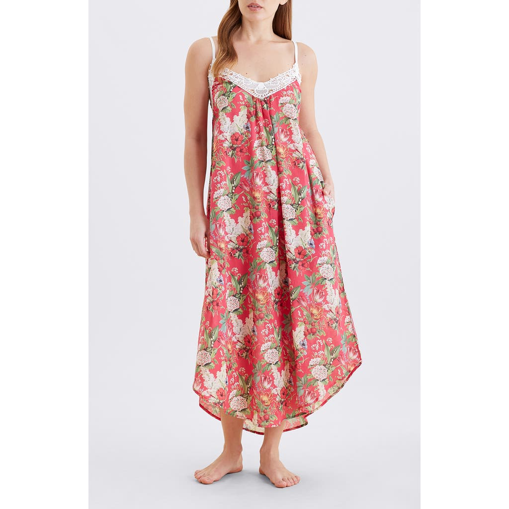 Papinelle Clara Lace Trim Cotton Voile Nightgown In Multi
