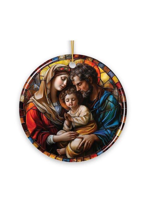 Holy Embrace Stained Glass Themed Nativity Ornament