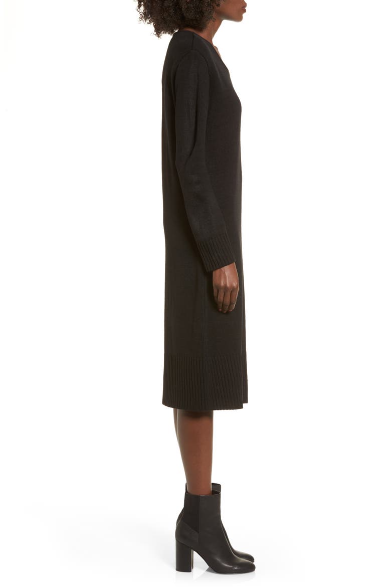 Sweater Dress, Alternate, color, BLACK