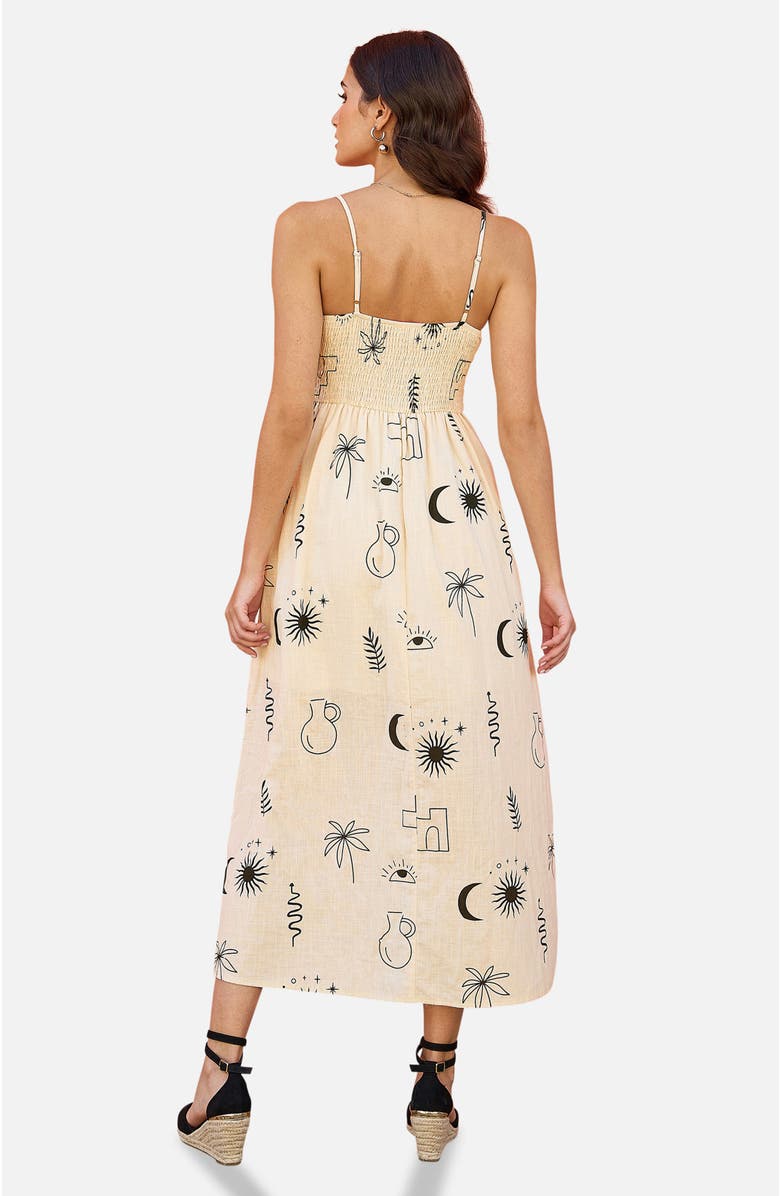 Yumi Mystic Print Midi Dress, Alternate, color, Ivory