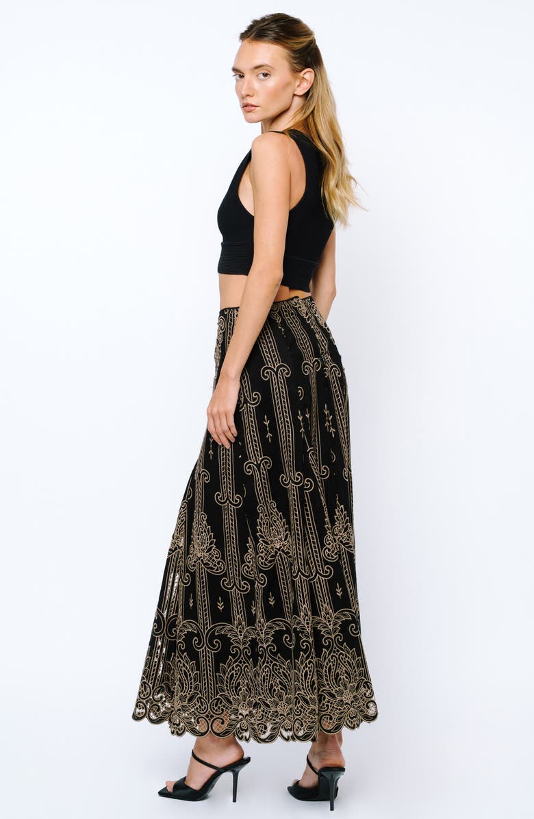 CIEBON Becca Lace Hem A-Line Skirt, Alternate, color, Black/ Taupe