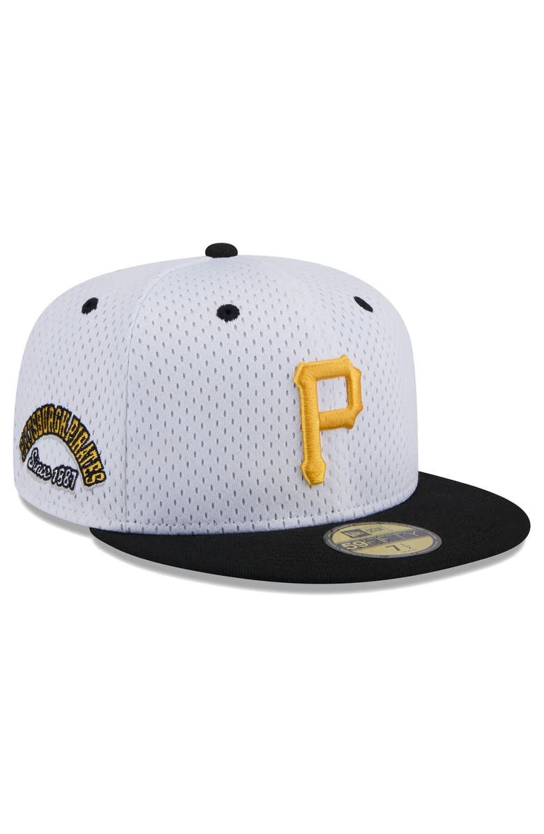 New Era Men's New Era White Pittsburgh Pirates Throwback Mesh 59FIFTY Fitted Hat, Main, color, 