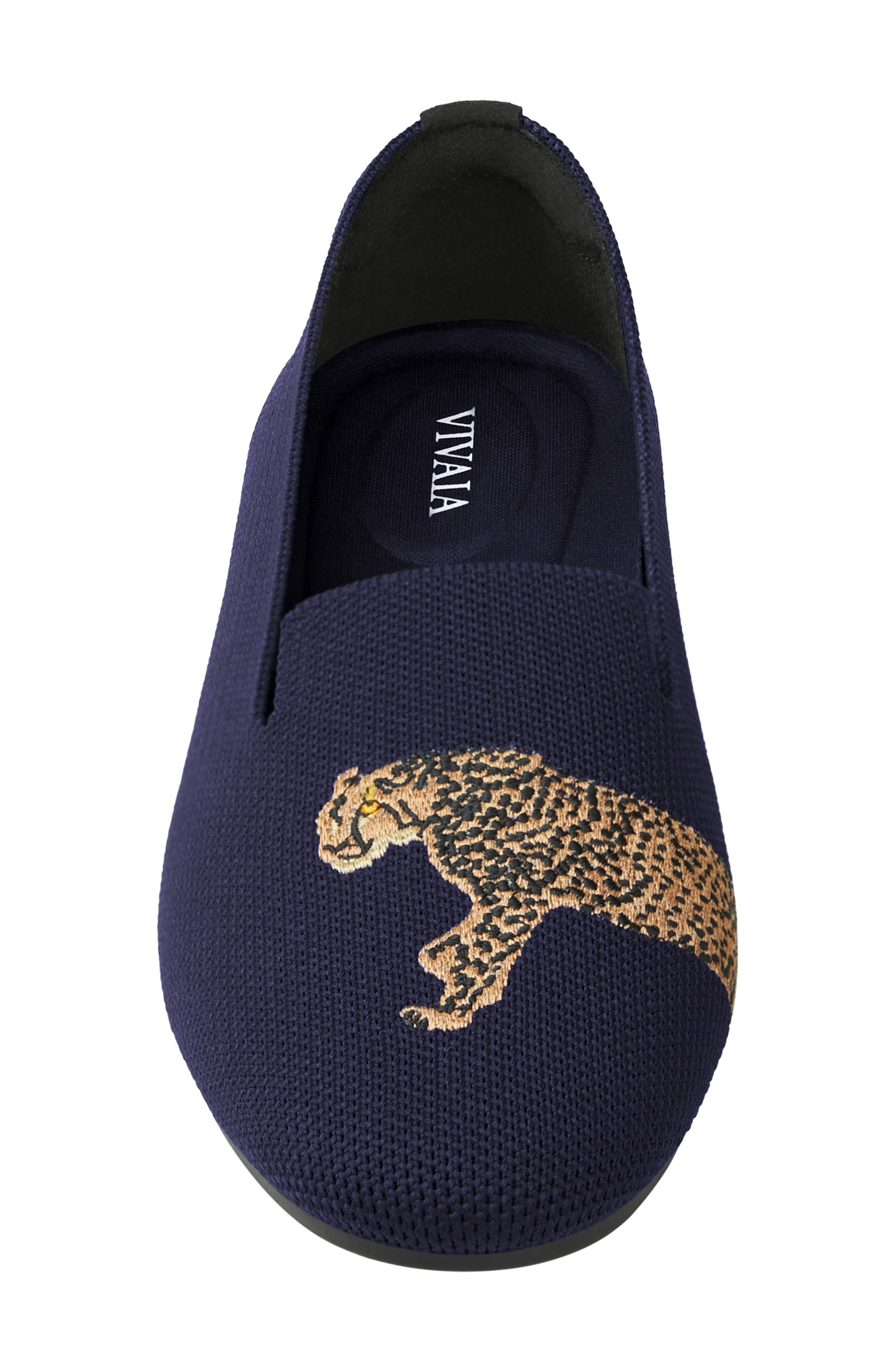 Audrey Round-Toe Embroidered Loafers, Alternate, color, BLACK CHEETAH