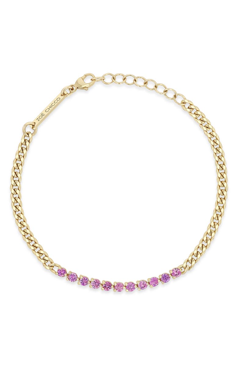 Zoë Chicco Pink Sapphire Tennis Bracelet, Main, color, 