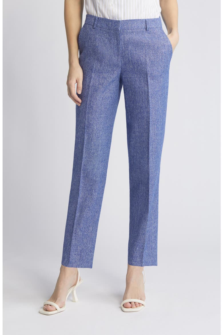 Crossdye Cotton & Linen Pants, Main, color, SHORE BLUE/ BRIGHT WHITE