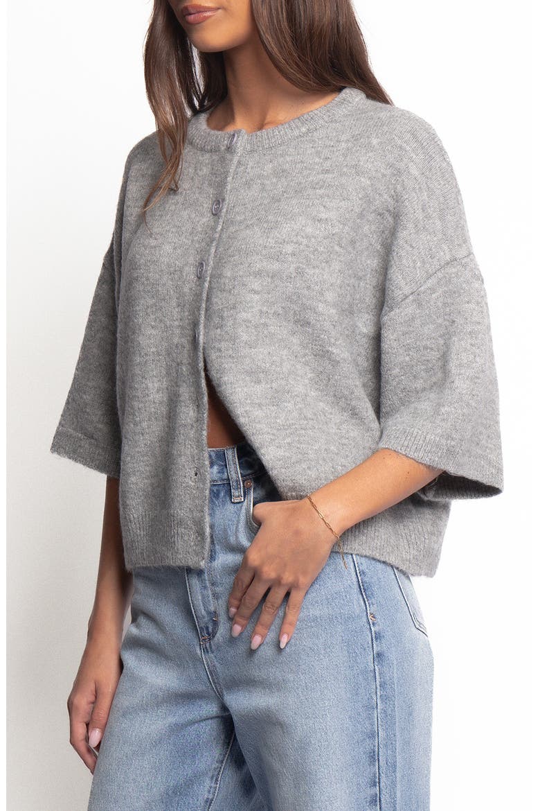 Lilith Elbow Sleeve Cardigan, Alternate, color, GREY