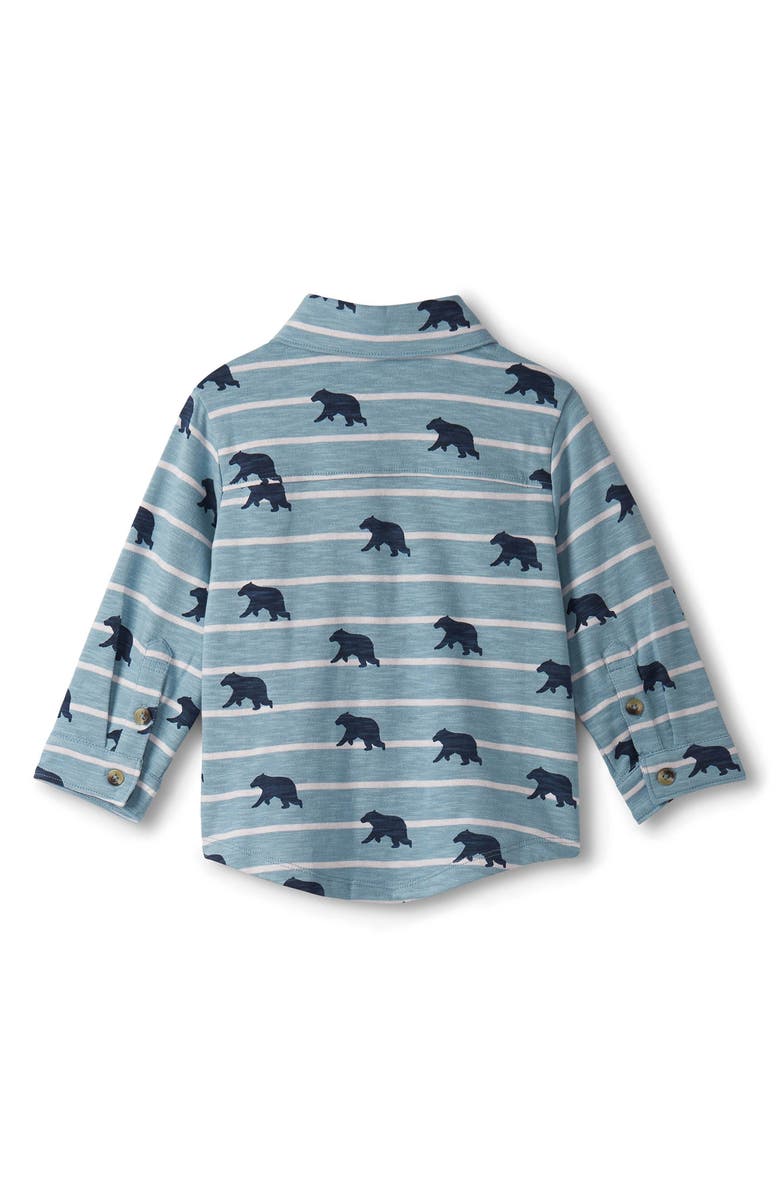 Hatley Bear Print Knit Cotton Button-Up Shirt, Alternate, color, Arona