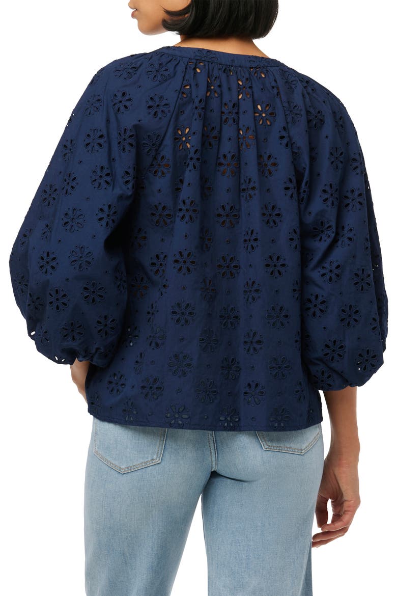 The Andie Broderie Anglaise Cotton Button-Up Top, Alternate, color, PAGEANT BLUE