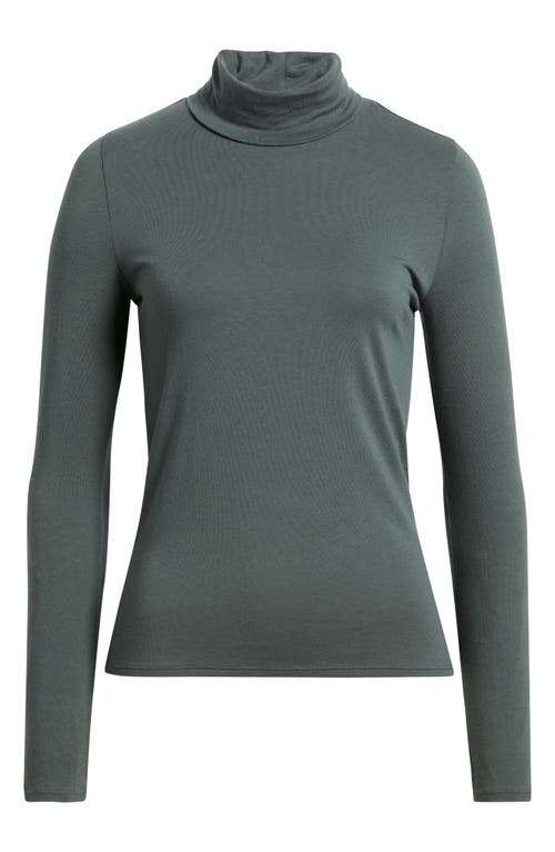 Eileen Fisher Turtleneck Stretch Organic Cotton Blend Top In Blue