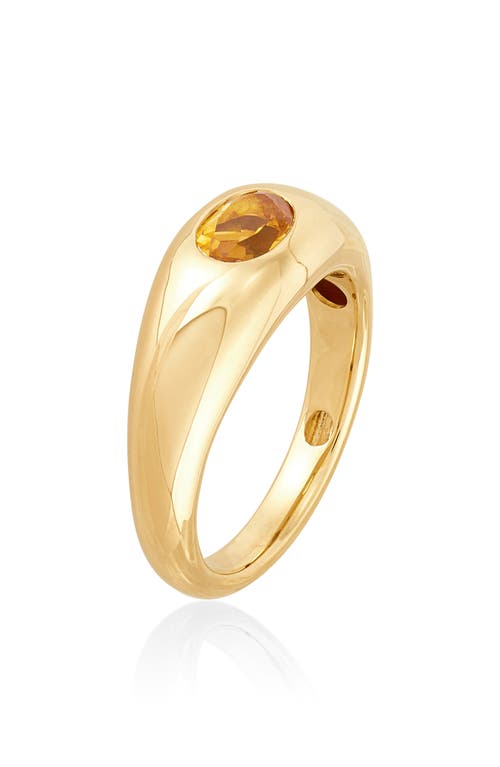 Frankie & Zoe 14k Yellow Gold Citrine Dome Ring In Yellow Gold