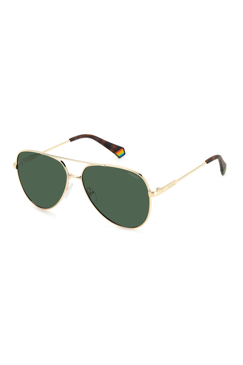 60mm Polarized Aviator Sunglasses, Alternate, color, Z/DNUGOLD/ GREEN POLARIZED