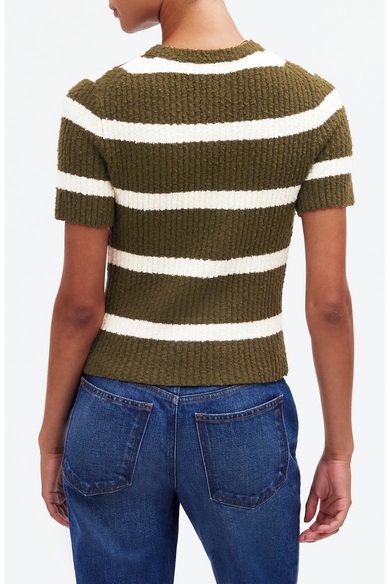 Stripe Bouclé Knit Crewneck Sweater Top, Alternate, color, EXPEDITION GREEN
