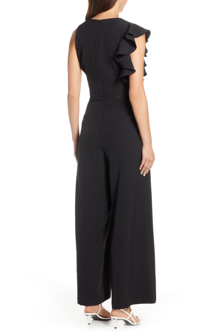 Hunter Crepe Ruffle Shoulder Jumpsuit, Alternate, color, BLACK