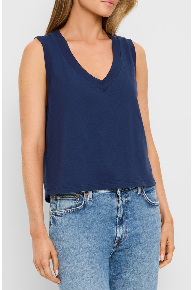 Ira V-Neck Cotton Top, Alternate, color, NOCTURNAL