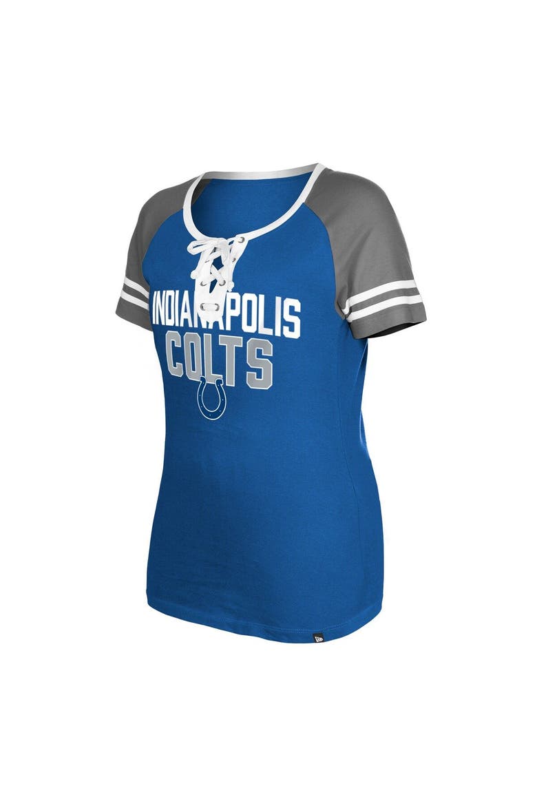 Women's New Era  Royal Indianapolis Colts Raglan Lace-Up T-Shirt, Alternate, color, Royal